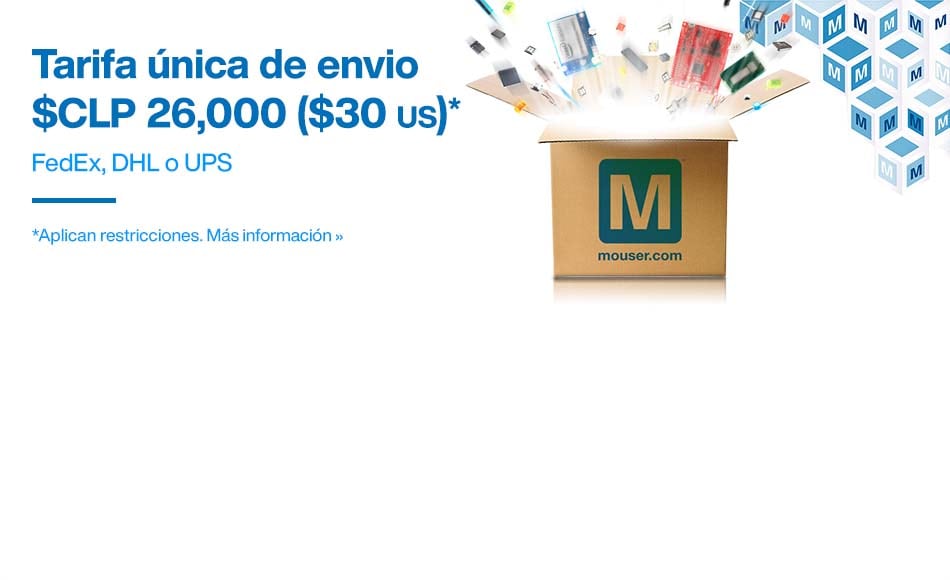 Tarifa única de envio $CLP 26,000 ($30 US)*. FedEx, DHL o UPS. *Aplican restricciones. Más información.