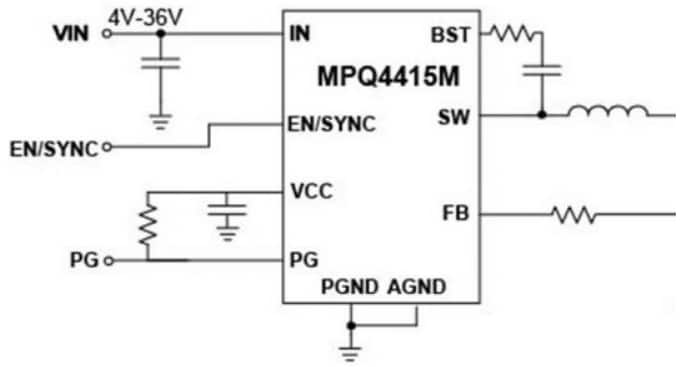 Block Diagram - Monolithic Power Systems (MPS) MPQ4415M Step-Down Converter
