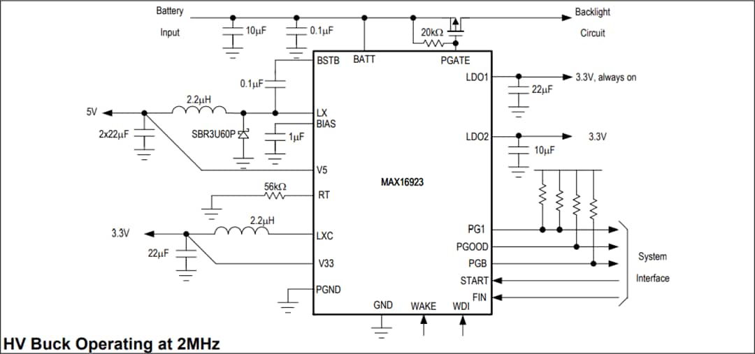 Application Circuit Diagram - Analog Devices Inc. MAX16923 Automotive Display PMICs