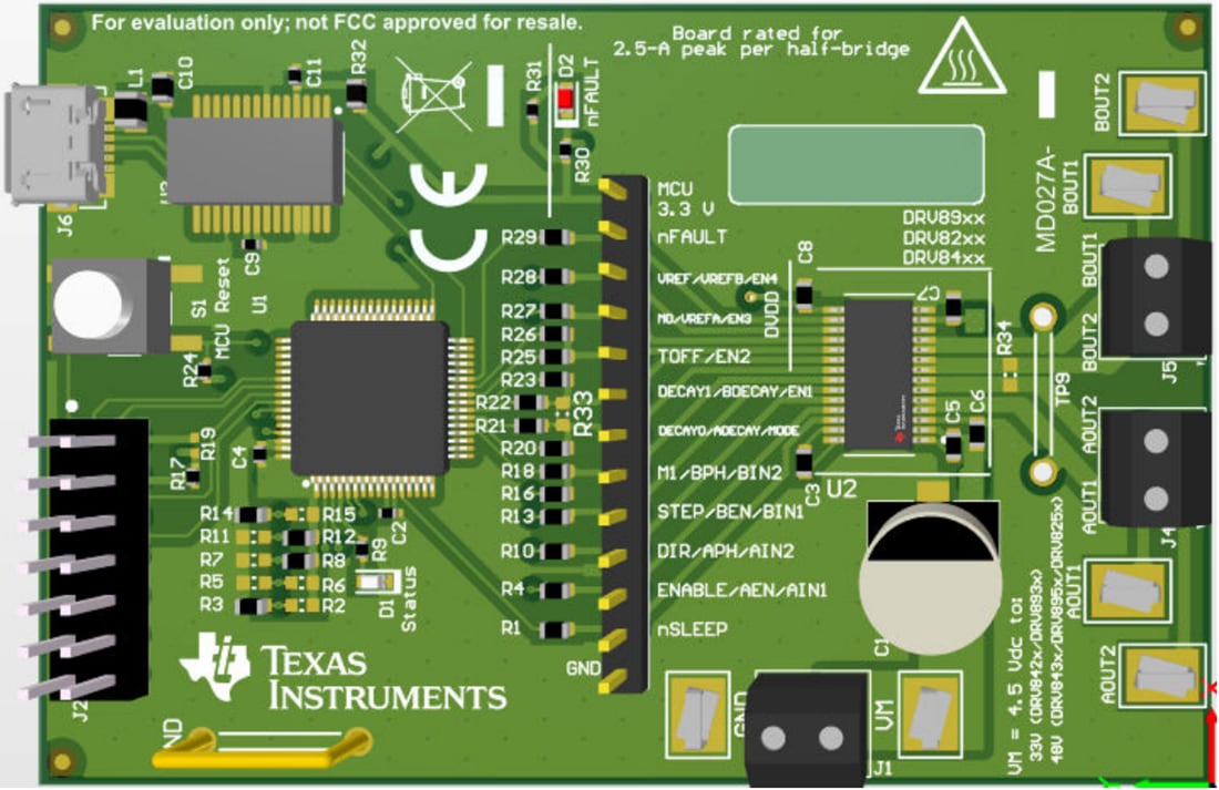 Mechanical Drawing - Texas Instruments DRV8955PEVM Driver Evaluation Module (EVM)