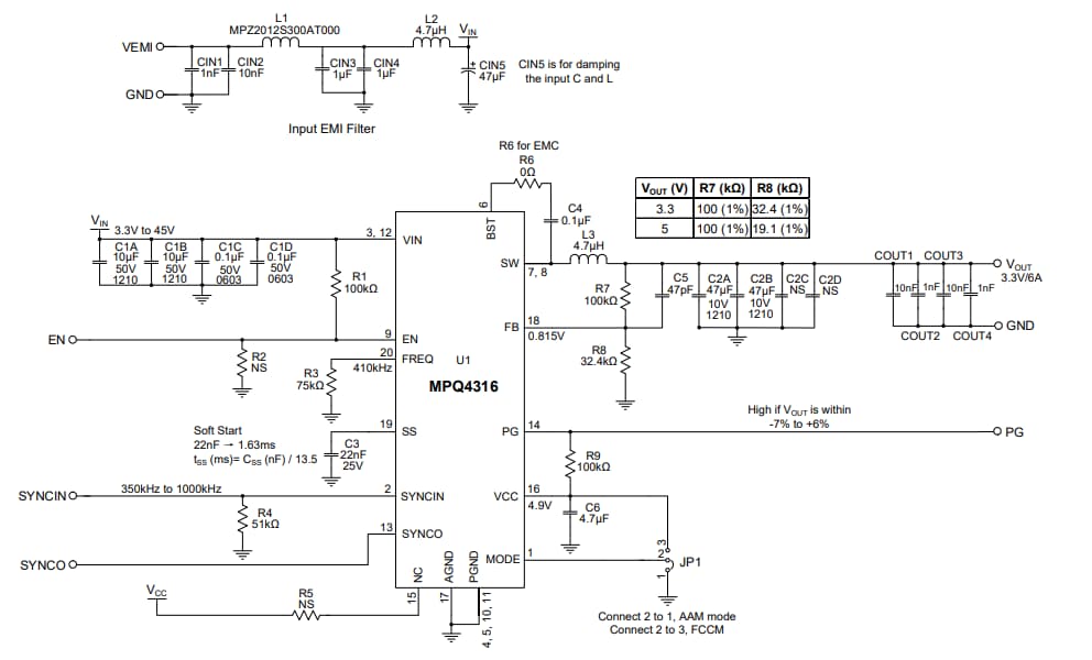 Schematic - Monolithic Power Systems (MPS) EVQ4316-R-01A Evaluation Board