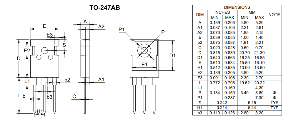 Mechanical Drawing - Micro Commercial Components (MCC) 650V & 1200V IGBTs