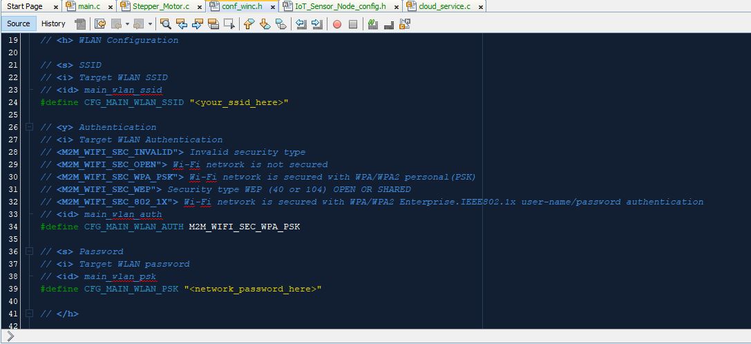 WiFi setup in conf_winc.h